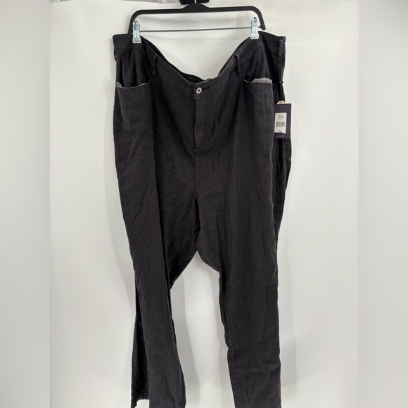 NYDJ Black Linen Lift Technology Flowy Classic Trouser Stretch Pants 28W 49 - Picture 1 of 14